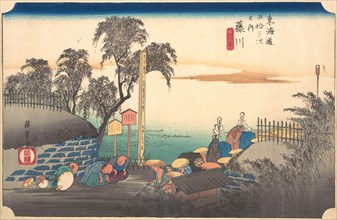 Station Thirty-Eight: Fujikawa, Scene at the Border, from the Fifty-Three Stations ..., ca. 1833-34. Creator: Ando Hiroshige.