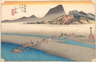 The Far Bank of the Oi River at Kanaya, 1834., 1834. Creator: Ando Hiroshige.