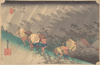 White Rain at Shono, 1797-1861., 1797-1861. Creator: Ando Hiroshige.