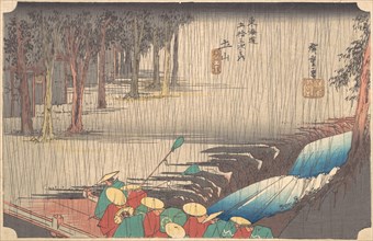 Spring Rain at Tsuchiyama (50th Station of the Tokaido), 19th century. Creator: Ando Hiroshige.