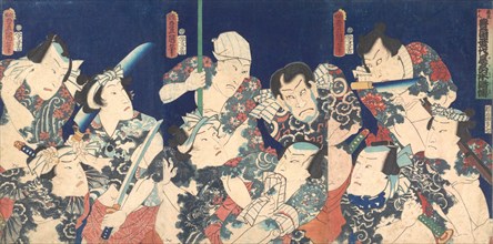 Utagawa's Lifetime Masterpiece, from the Japanese version of the Shuihu Zhuan,..., 1863 (5th month). Creator: Utagawa Kunisada.