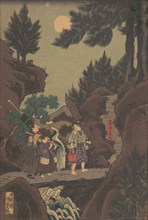 Shanao [Yoshitsune] Learns Martial Arts in Sojogatani (Shanao Sojogatani ni h..., 1830s (Tenpô era). Creator: Utagawa Kunisada.