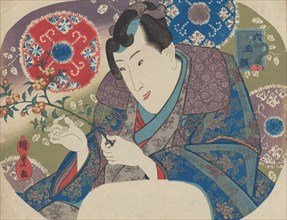 Mitsuuji with Mountain Roses (Yamabuki), from the series ?Six Jewel Faces? (M..., mid-to-late 1830s. Creator: Utagawa Kunisada.