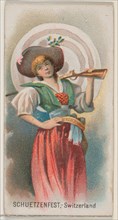 Schuetzenfest, Switzerland, from the Holidays series (N80) for Duke brand cigarettes, 1890., 1890. Creator: George S. Harris & Sons.