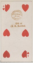 Six Hearts (red), from the Playing Cards series (N84) for Duke brand cigarettes, 1888., 1888. Creator: Unknown.