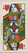 Queen of Hearts (red), from the Playing Cards series (N84) for Duke brand cigarettes, 1888., 1888. Creator: Unknown.