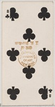 Eight Clubs (black), from the Playing Cards series (N84) for Duke brand cigarettes, 1888., 1888. Creator: Unknown.