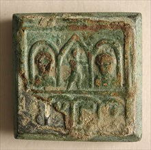 Copper-Alloy Balance Weight with Figures in an Architectural Setting, Byzantine, 5th-6th century.