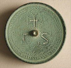 Three Round Copper-Alloy Balance Weight with Cross, Byzantine, 8th-9th century.