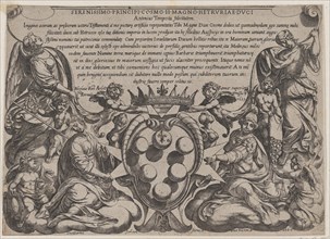 Frontispiece to 'The Battles of the Old Testament' with the arms of the Medici Crowned by Two Putti, 1660.