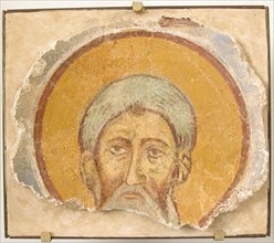 Wall Painting of a Male Saint, Byzantine, 12th century, modern restoration. fresco fragments may represent saint John Chrysostom,