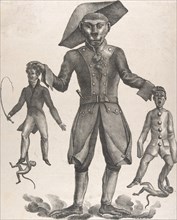 A Giant Monkey in Uniform Holding up Pierrot and a Man with a Whip, after 1825.