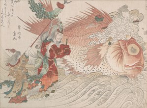Urashima Taro Going Home on the Back of a Tai Fish, the King of the Sea Seeing Him Off, 19th century.