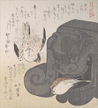 Roof Tile and Sparrows; Specialities of Mizuno in Imado, 19th century.