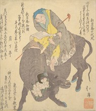 Chinese Sage Reading While Riding on a Buffalo, ca. 1820.