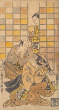 Ichikawa Danjuro II as Kanto Koroku and Yamamura Ichitaro as Oichi, ca. 1721.