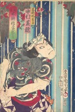 Imaginary portrait, Shuihuzhuan of Stage: Toryudai (Mitate Suikoden Torodai) - Actor Nakamura Shikan plays Suekichi, 1875.