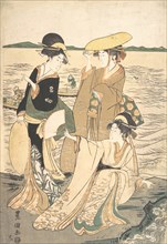 Three Young Ladies by the Seashore.