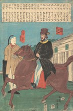 An American on Horseback and a Chinese with a Furled Umbrella, 12th month, 1860.