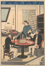 A Foreigner's Wine Party (Gaikokujin shuen no zu), from an untitled series of foreigners at home, 10th month, 1860.