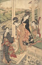 Group of Women on the Engawa of a Country House, in the time of the Cherry Blossoming, ca. 1806.