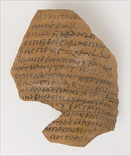 Ostrakon with a Letter from Pesynthius to Peter, Coptic, 580-640. At Epiphanius a large number of ostraca were discovered in the monastery, including in its rubbish heaps; they record biblical verses,...