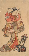 Portrait of Sanjo Kantaro in the Female Role of Yaoya Oshichi in the Play "Fuji no Takane" ("The High Peak of Mount Fuji"), ca. 1730-40.