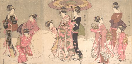 Courtesans and Attendants Making a Giant Snowball, ca. 1796.