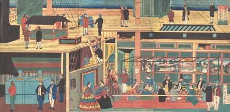 View Inside an American Steamship, 1861 (Bunkyu, 1st year, 4th month).