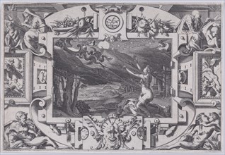 Medea and Her Chariot Drawn by Dragons (Echevellée et nue par nuit brune, en lieu désert invoque astres et lune...), 1563.