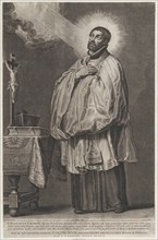 Saint Francis Xavier with a divine light emanating towards him from the upper left,..., ca. 1623-33. Creator: Boetius Adams Bolswert.