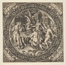 Scene with a Feast of Love in a Circle at Center, 1580-1600.
