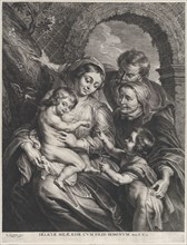 The Holy Family with Saint Elizabeth and the infant Saint John the Baptist, holding a goldfinch on a string, ca. 1600-59.