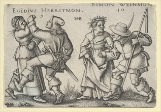 September and October, from The Peasants' Feast or the Twelve Months, 1546-47. [The Peasant Wedding: Egidius Herbstmon / Simon Weinmon].