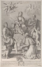 Madonna and Child at center with Saint John the Baptist, Saint Luke, Pope Peter Celestini, and angels, 1694.