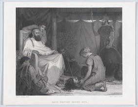 David Brought Before Saul, from "The Art Journal," opposite p. 100, April 1871. [David Presents the Head of Goliath to King Saul].