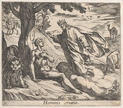 Plate 2: The Creation of Man (Hominis creatio), from Ovid's 'Metamorphoses', 1606.