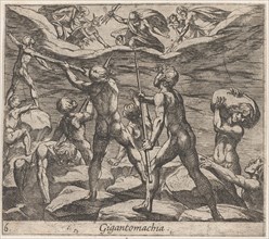 Plate 6: The Giants Attempting to Storm Olympus (Gigantomachia), from Ovid's 'Metamorphoses', 1606.