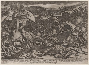 Plate 18: Saul's Suicide after His Defeat by the Philistines, from 'The Battles of the Old Testament', ca. 1590-ca. 1610.