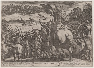 Plate 16: David Killing Goliath, from 'The Battles of the Old Testament', ca. 1590-ca. 1610.