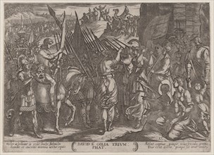 Plate 17: David Returning in Triumph with the Head of Goliath, from 'The Battles of the Old Testament', ca. 1590-ca. 1610.