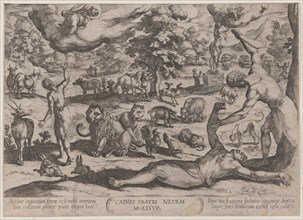 Plate 1: Cain Killing Abel, from 'The Battles of the Old Testament', ca. 1590-ca. 1610.