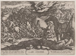 Plate 21: The Angel of the Lord Vanquishing the Army of Sennacherib, from 'The Battles of the Old Testament', ca. 1590-ca. 1610.