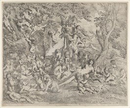 The Garden of Venus who reclines in the centre before a herm of Pan and surrounded by cupids, ca. 1631-37.