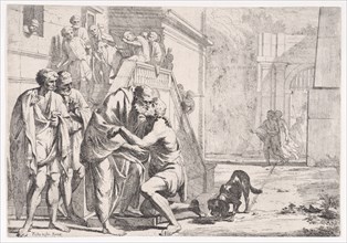 The return of the prodigal son, the father embracing his son, from a series of four prints, ca. 1645.