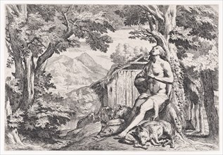 The prodigal son among the swine, from a series of four prints, ca. 1645.