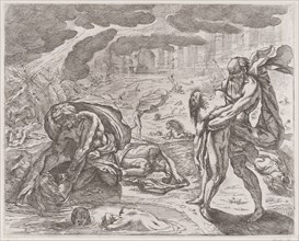 The deluge, figures being pulled from the water, ca. 1640-42.