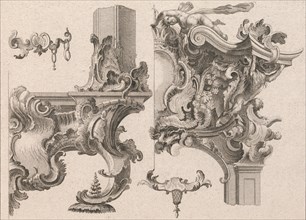 Suggestion for the Decoration of Lower Right and Top Right of an Altar Frame, Plate 1 from an Untitled Series with Rocailles Ornaments for Altar and Door Frames, Printed ca. 1750-56.