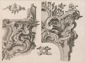 Suggestion for the Decoration of Lower Right and Top Right of an Altar Frame, Plate 2 from an Untitled Series with Rocailles Ornaments for Altar and Door Frames, Printed ca. 1750-56.