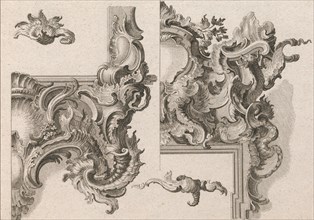 Suggestion for the Decoration of Lower Right and Top Right of an Altar Frame, Plate 4 from an Untitled Series with Rocailles Ornaments for Altar and Door Frames, Printed ca. 1750-56.